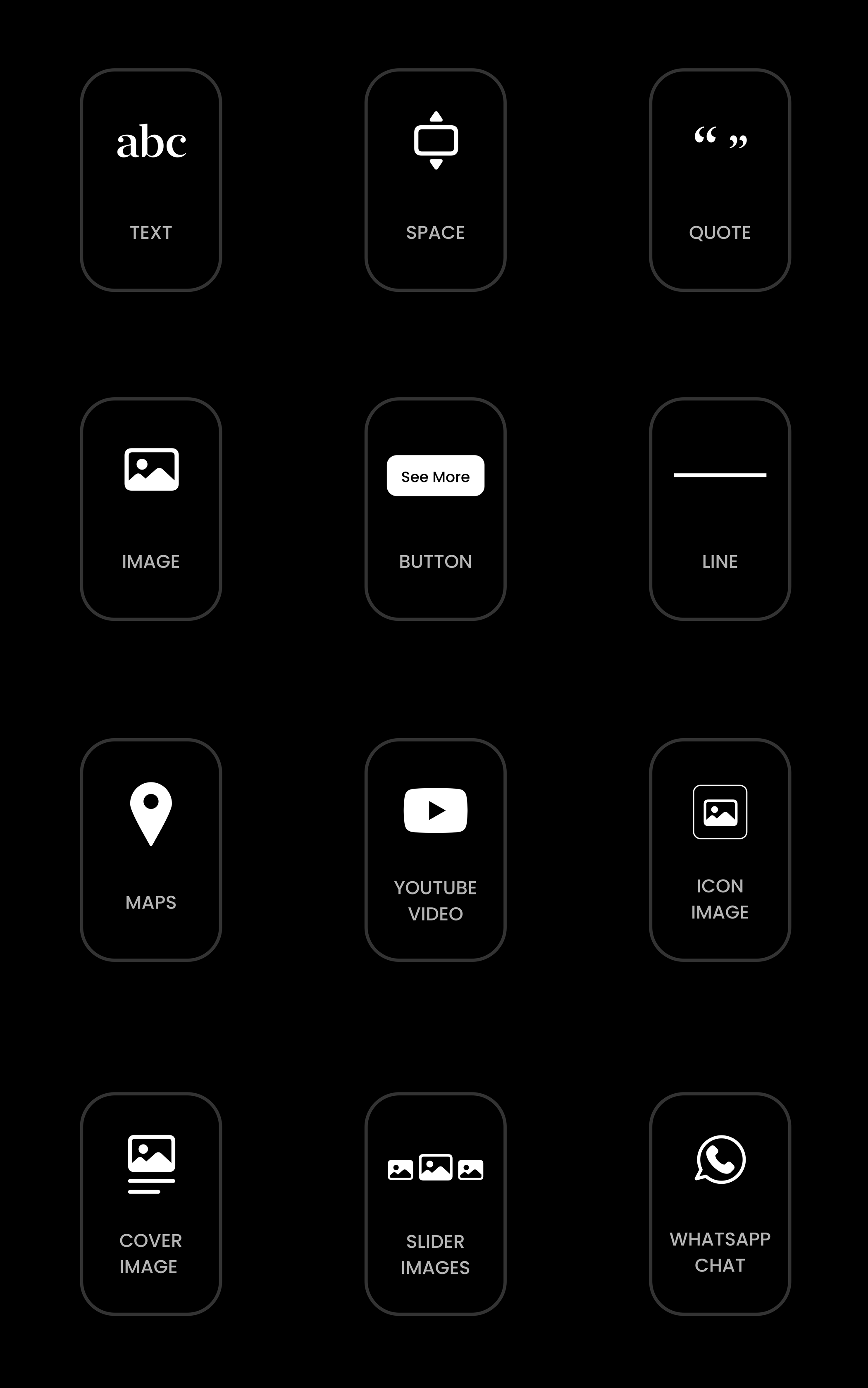 Website editor items and blocks